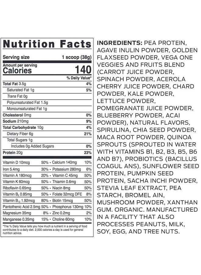 Vega Organic All-in-One Vegan Protein Powder, French Vanilla -Superfood Ingredients, Vitamins for Immunity Support, Keto Friendly, Pea Protein for Women & Men, 12.2 oz (Packaging May Vary)  - Image 2