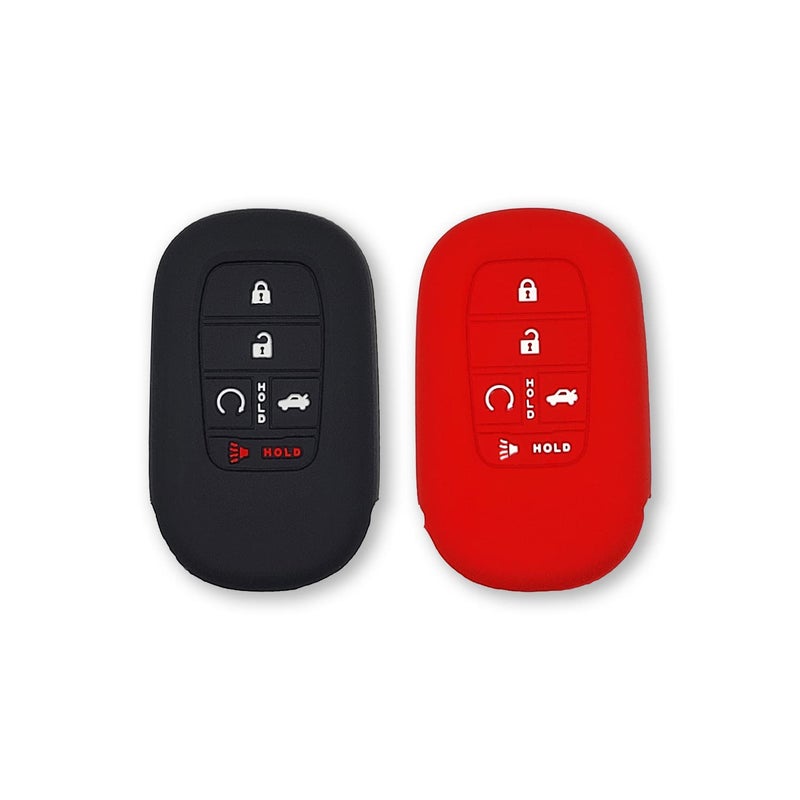 Autobase Silicone Key Fob Cover for 2022 2023 Honda Civic Accord HR-V CR-V Sport SI EX EX-L Touring | Car Accessory | Key Protection Case - 2 Pcs (Black & Red) - Image 1