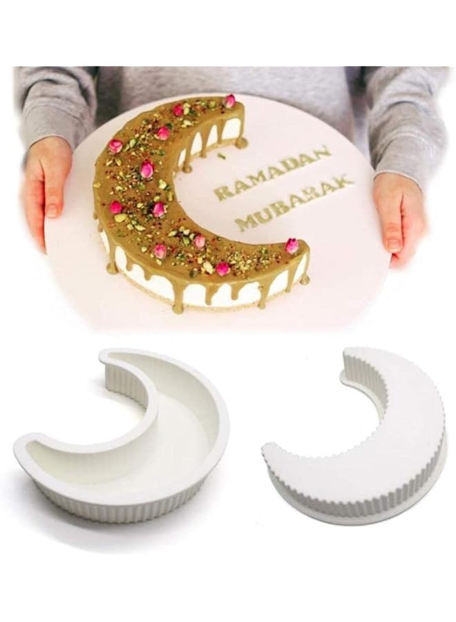Goodern 3D Moon Shape Silicone Cake Mold,Silicone Cake Mold Crescent Cake Pan,Bread Pizza Baking Mold,Kitchen Bakeware Tools,Chocolate Sweet Mold,Large Moon Cake Pan Birthday Wedding Party Decoration - Image 4