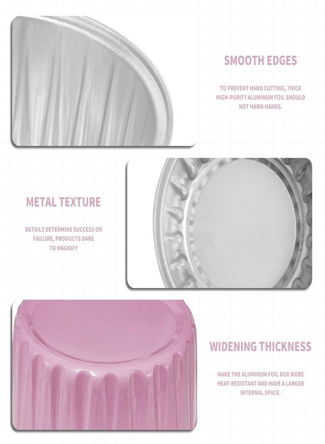 YOIYINI 50Pcs Mini Aluminum Foil Cupcake,5oz Baking Cups with Lids,Mini Cake Pans Disposable,Loaf Pans with Lids,Disposable Ramekins,Tin Cups Containers for Cupcake,Pudding,Muffin,Cheesecake (50, Pink - Image 3