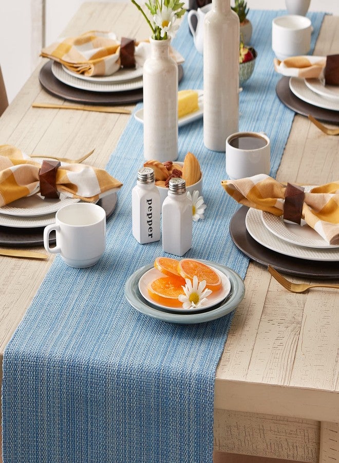 DII Variegated Tabletop Collection, Table Runner, 13x72, Light Blue - Image 4