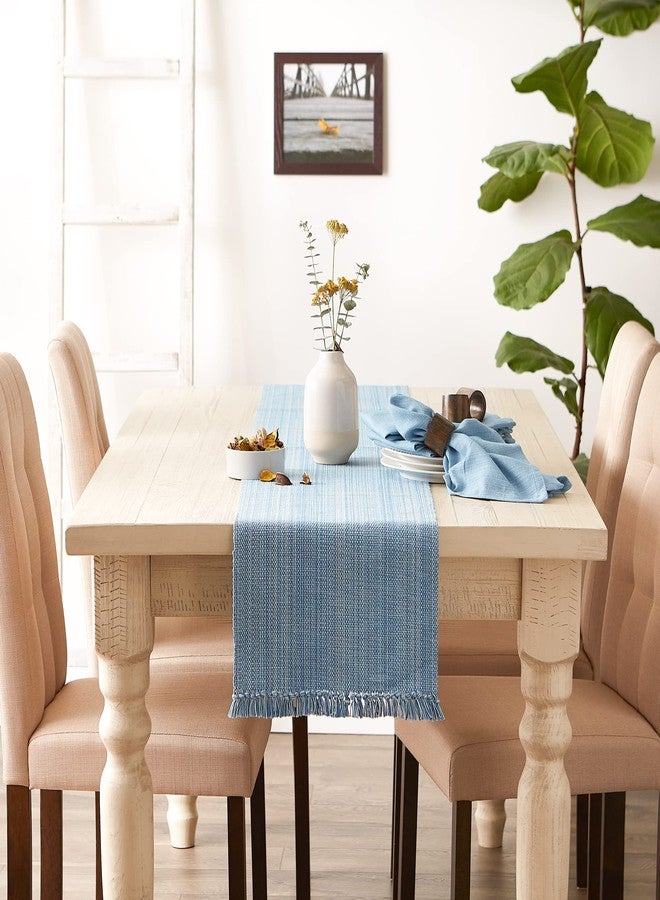 DII Variegated Tabletop Collection, Table Runner, 13x72, Light Blue - Image 5