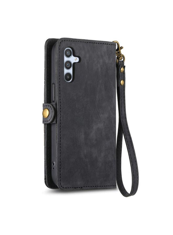 S-TOP Case For Samsung Galaxy A13 5G Geometric Zipper Wallet Side Buckle Leather Phone Case - Image 3