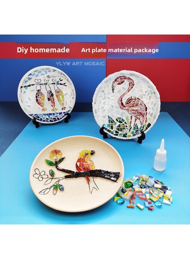 Handmade DIY Mosaic Plate Material Package Group Building Children's Homemade Gift Parent-Child Educational Decoration Toy-Color:Bohemian Art Disc Material Pack - Image 2