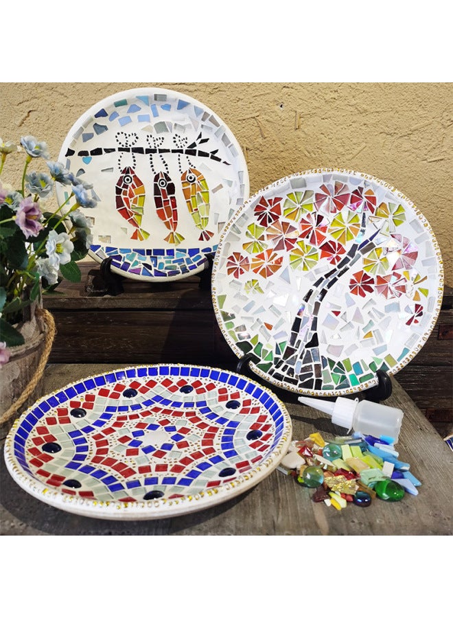 Handmade DIY Mosaic Plate Material Package Group Building Children's Homemade Gift Parent-Child Educational Decoration Toy-Color:Bohemian Art Disc Material Pack - Image 5