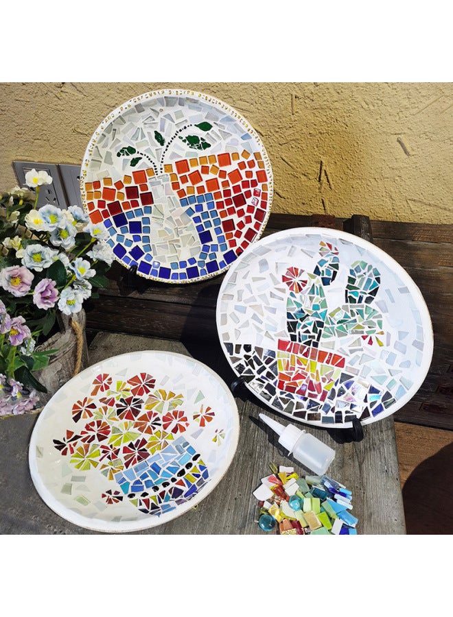 Handmade DIY Mosaic Plate Material Package Group Building Children's Homemade Gift Parent-Child Educational Decoration Toy-Color:Bohemian Art Disc Material Pack - Image 4