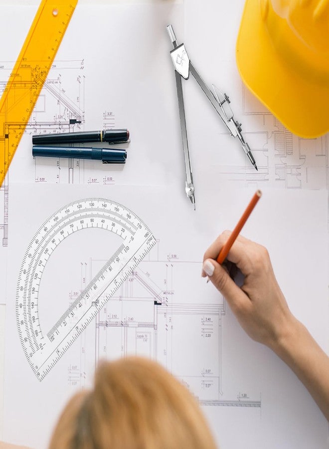 مجموعة أدوات الهندسة والرياضيات للطلاب من Tdfronien، تتضمن بوصلة رسم ومنقلة شفافة ذات ذراع متأرجح مقاس 6 بوصات، ومنقلة رياضية بزاوية 180 درجة (شفافة). - Image 4