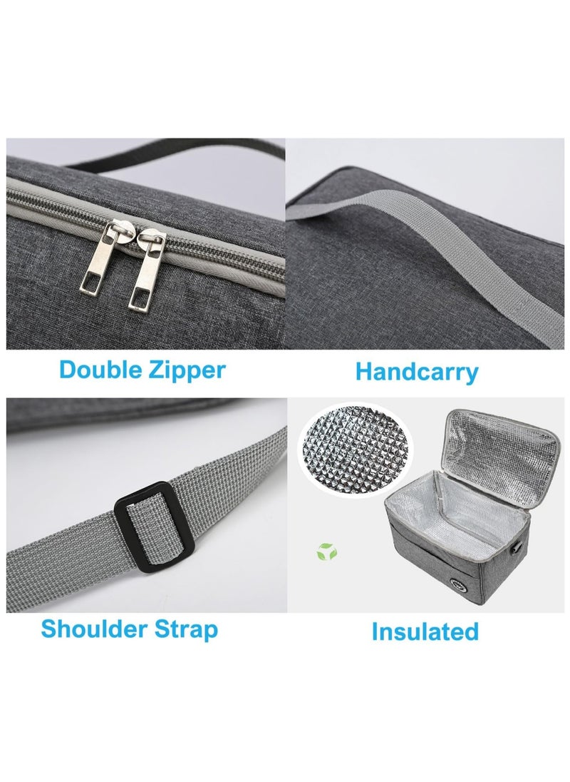 Arabest - Insulated Lunch Box Bag, Waterproof Lunch Bags for Women, Man, Office, Work, School, Beach, Picnic, Fishing, Hiking, Travel, Thermal Leak-Proof Cool Bag Tote Bag with Shoulder Strap Oxford Blue 24 x 21x 13 cm grey - Image 1