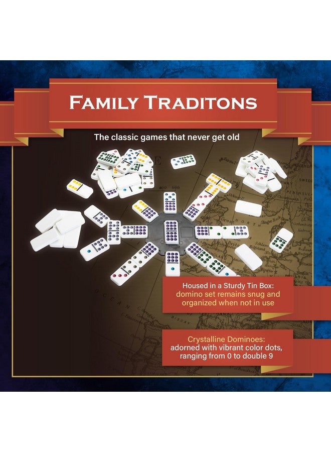 Continuum Games Family Traditions Double 9 Dominoes Tin Crystalline Dominoes - Image 5