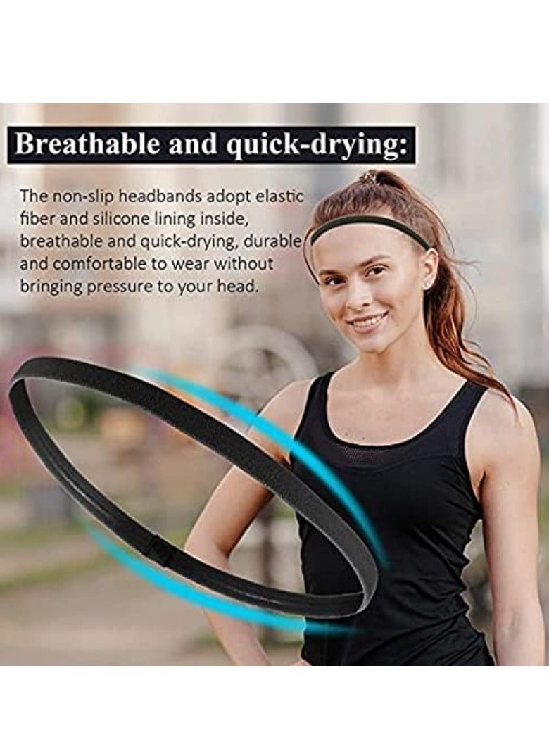 ساكن 4 قطع من عصابات الرأس الرياضية المرنة السميكة غير القابلة للانزلاق، عصابات رأس لكرة القدم، عصابات رأس لممارسة اليوغا وكرة القدم، عصابات رأس للنساء والرجال - Image 5