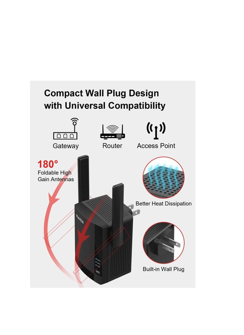 Netis Netis E3 AC1200 Wireless Dual Band Range WiFi Extender with WPS One Button Setup, 2 High Gain Antennas and Wired Expansion Port  - Image 5