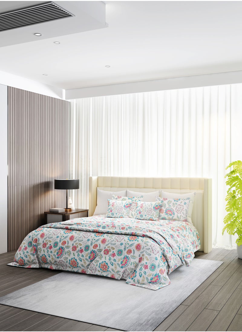 Raymond - Raymond Home King Flat Sheet Bedsheet 200 Thread Count Luxirious 100% Long Staple Cotton Bedding Printed Sateen Percale Bed Linen with 2 Pillow Case - Levender (274 * 274 CM) - Image 1