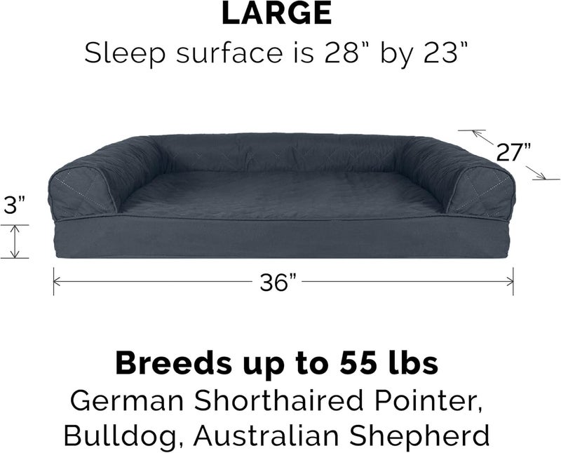 Furhaven Orthopedic Dog Bed for Large/Medium Dogs w/Removable Bolsters & Washable Cover, For Dogs Up to 55 lbs - Quilted Sofa - Iron Gray, Large - Image 2