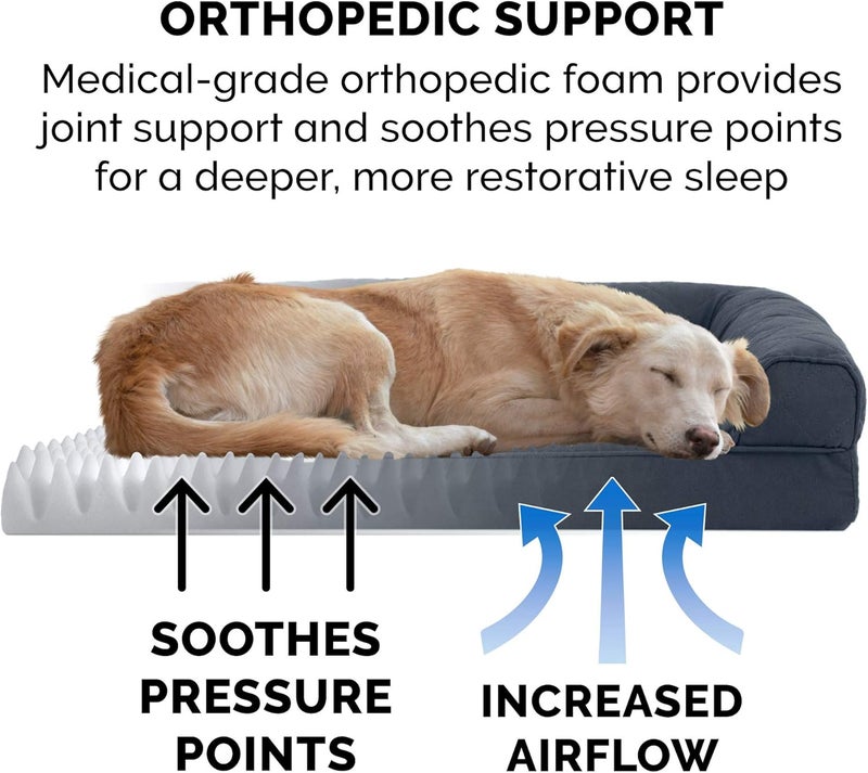 Furhaven Orthopedic Dog Bed for Large/Medium Dogs w/Removable Bolsters & Washable Cover, For Dogs Up to 55 lbs - Quilted Sofa - Iron Gray, Large - Image 5