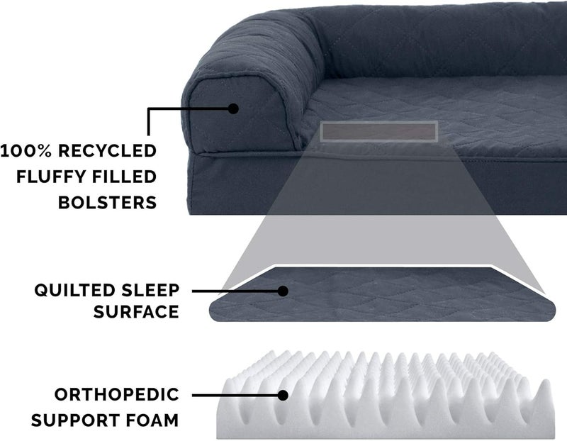 Furhaven Orthopedic Dog Bed for Large/Medium Dogs w/Removable Bolsters & Washable Cover, For Dogs Up to 55 lbs - Quilted Sofa - Iron Gray, Large - Image 4