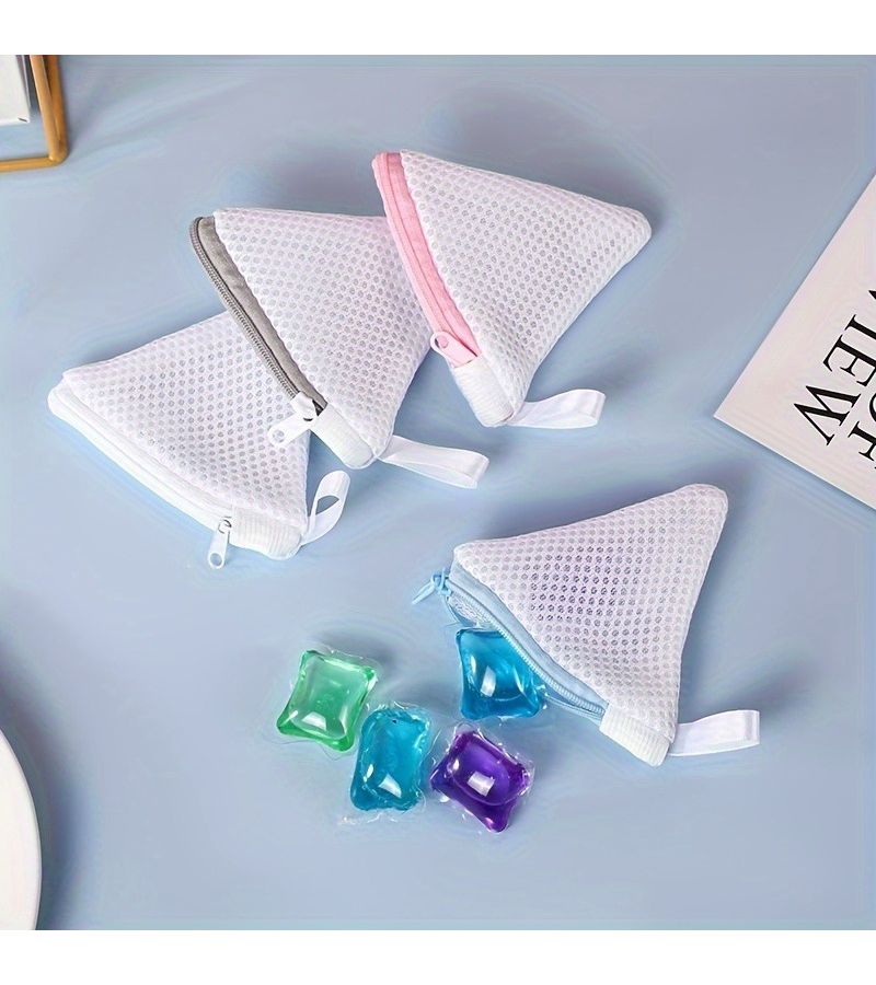 3 أكياس غسيل شبكية متعددة الوظائف باللون الوردي مع سحاب إغلاق، متوافقة مع حبيبات العطر، مناسبة للأغراض الصغيرة الحساسة، قابلة للغسيل في الغسالة. - Image 4