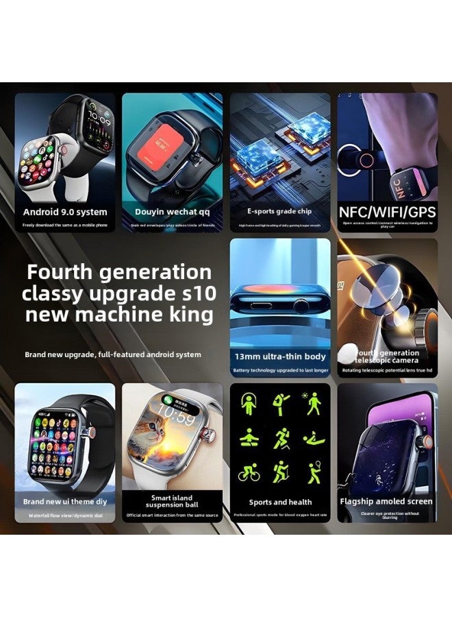 Genuine Goods Huaqiang North S10 Card Smart Phone Watch Top Edition WatchS9 Student Adult Senior High School Game-Color:Simple Version Of White + 4g Full Network + Change Payment + Video Call + Real-time Positioning + Voice Micro Chat  - Image 4