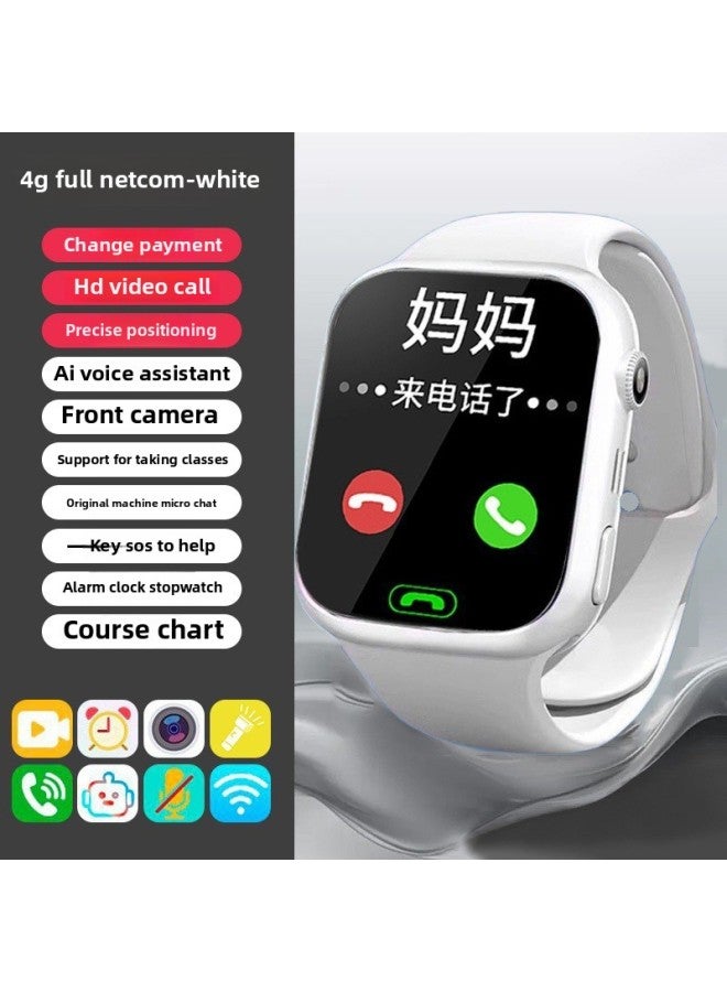 Genuine Goods Huaqiang North S10 Card Smart Phone Watch Top Edition WatchS9 Student Adult Senior High School Game-Color:Simple Version Of White + 4g Full Network + Change Payment + Video Call + Real-time Positioning + Voice Micro Chat  - Image 1