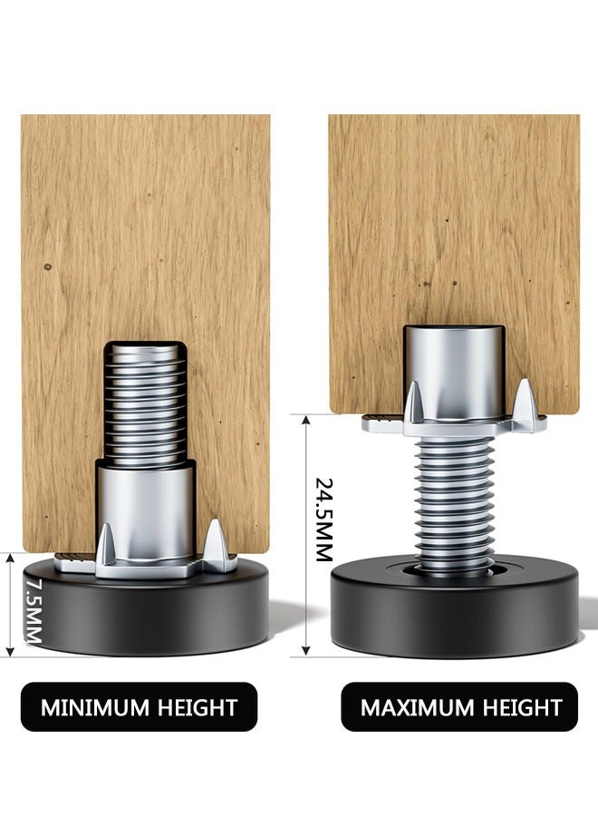 Adjustable Leveling Feet with T-Nuts, 12 PCS 1/4-20 UNC Thread Adjustable Levelers, Leg Levelers Table Feet Screw on for Table, Chair, Furniture Legs - Image 3