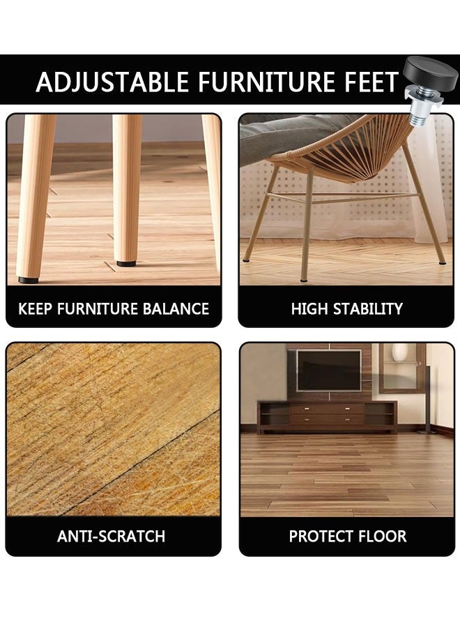 Adjustable Leveling Feet with T-Nuts, 12 PCS 1/4-20 UNC Thread Adjustable Levelers, Leg Levelers Table Feet Screw on for Table, Chair, Furniture Legs - Image 5