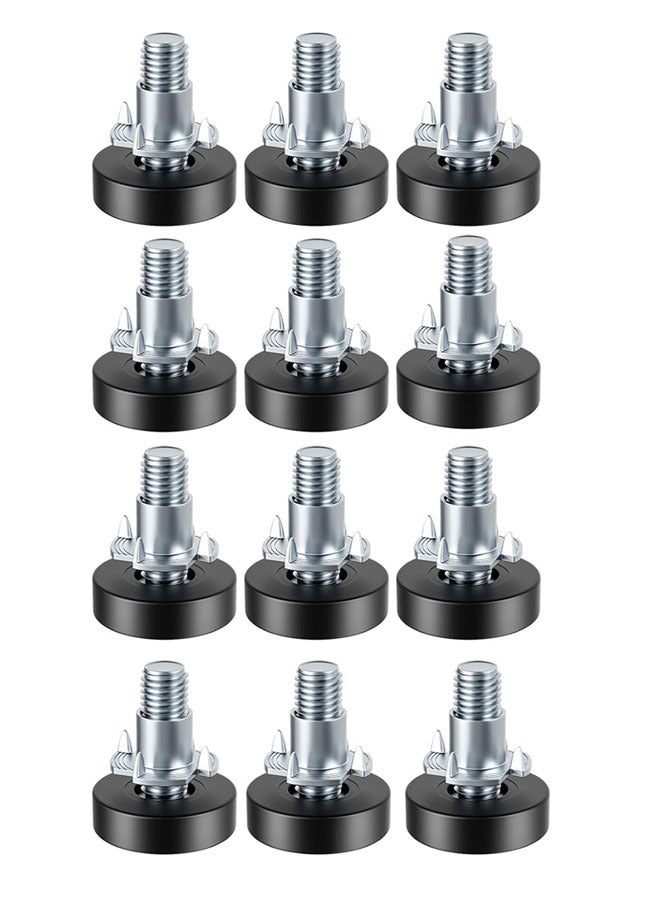 Adjustable Leveling Feet with T-Nuts, 12 PCS 1/4-20 UNC Thread Adjustable Levelers, Leg Levelers Table Feet Screw on for Table, Chair, Furniture Legs - Image 1