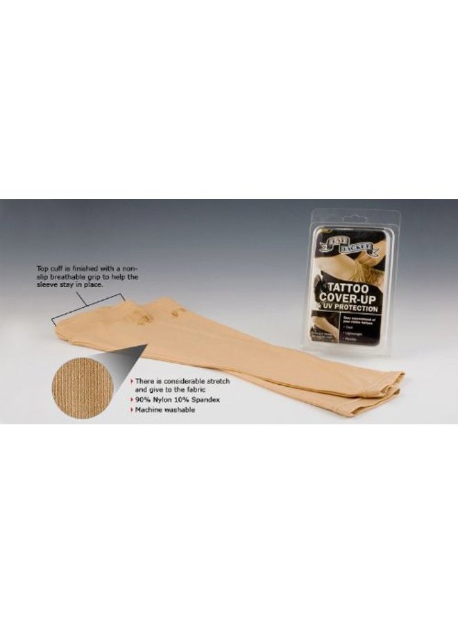 Tatjacket Tattoo Cover Up Concealer Sleeve, 2-PACK, Full Arm coverage, UPF 50 Protection, Slip Free, for Men & Women (Unisex) LARGE, TAN - Image 2
