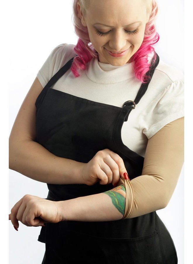 Tatjacket Tattoo Cover Up Concealer Sleeve, 2-PACK, Full Arm coverage, UPF 50 Protection, Slip Free, for Men & Women (Unisex) LARGE, TAN - Image 4