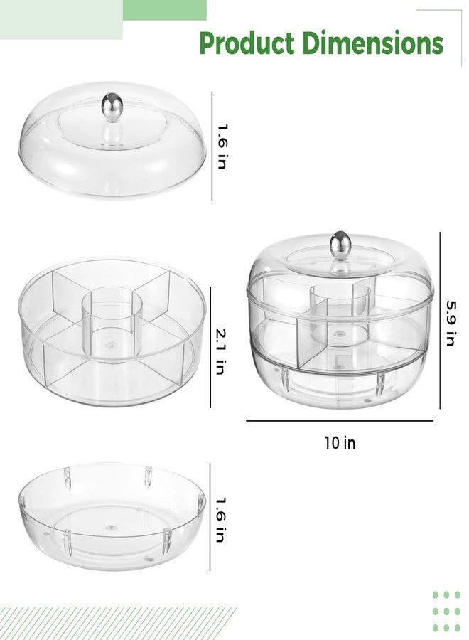 Homaisson Rotating Ice Chilled Serving Tray, Clear Fruit Veggie Tray with Lid, 5 Compartments Chilled Party Platter, Divided Salad Bowl with Ice Tray for Appetizer, Snacks, Sushi - Image 4