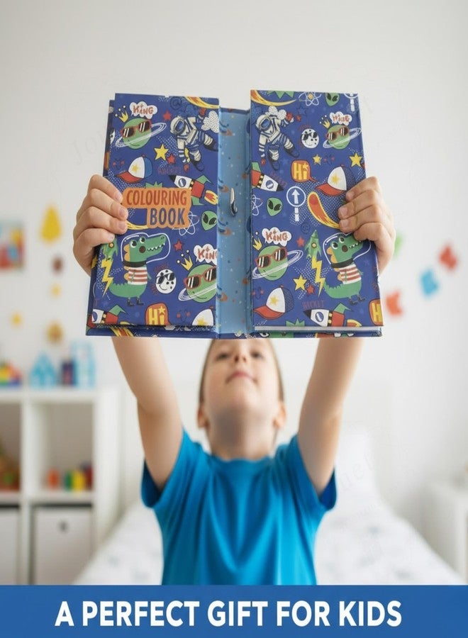 كتاب تلوين جويه ذو الطابع الفضائي للأطفال، 30 صفحة تلوين مع 8 أقلام تلوين، مجموعة كتب الرسم والأنشطة للتعلم الإبداعي، مجموعة فنون وحرف يدوية للأطفال من سن 3 إلى 6 سنوات - Image 2