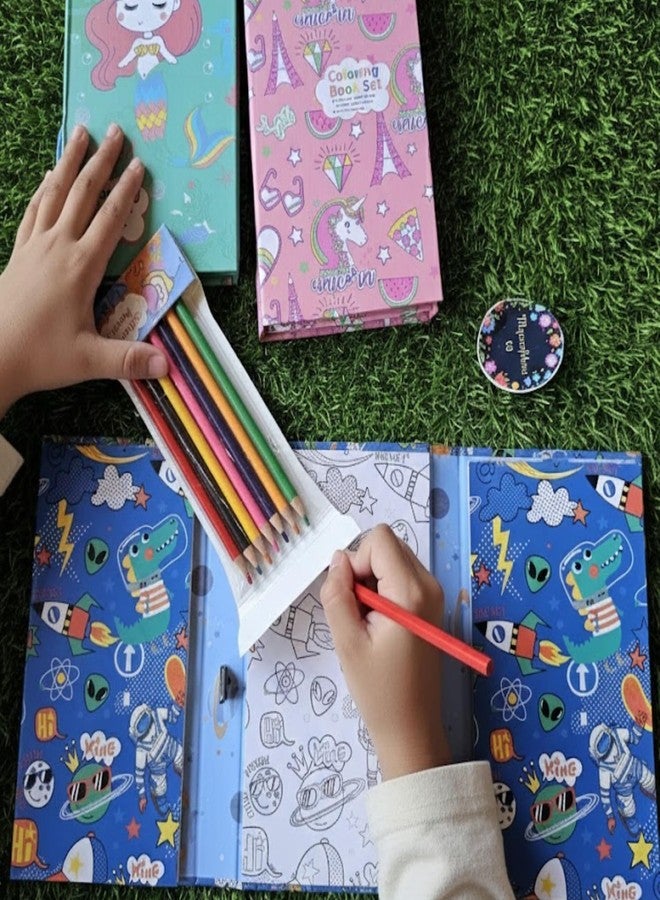 كتاب تلوين جويه ذو الطابع الفضائي للأطفال، 30 صفحة تلوين مع 8 أقلام تلوين، مجموعة كتب الرسم والأنشطة للتعلم الإبداعي، مجموعة فنون وحرف يدوية للأطفال من سن 3 إلى 6 سنوات - Image 3