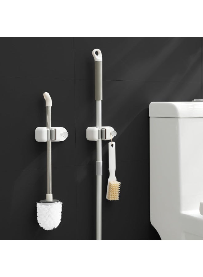 HOMESTAR 3Pcs Mop Broom Holder,Self Adhesive Mop Holder Organizer With Hooks Wall Mounted Broom Holder For Mop and Broom,Tool Tidy Storage Fit Bathroom,Office,Kitchen,Garage, Garden White - Image 4