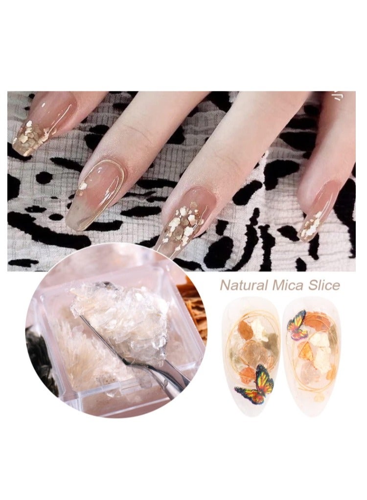 Mica Marble Nail Art Flakes, Holographic Japanese Style 3D Nail Glitter Sequins Design, 3D Mica Marble Nail Slices Acrylic Nails Supplies for Women Manicure Charms Decorations, DIY Resin Nail Art Tips - Image 4