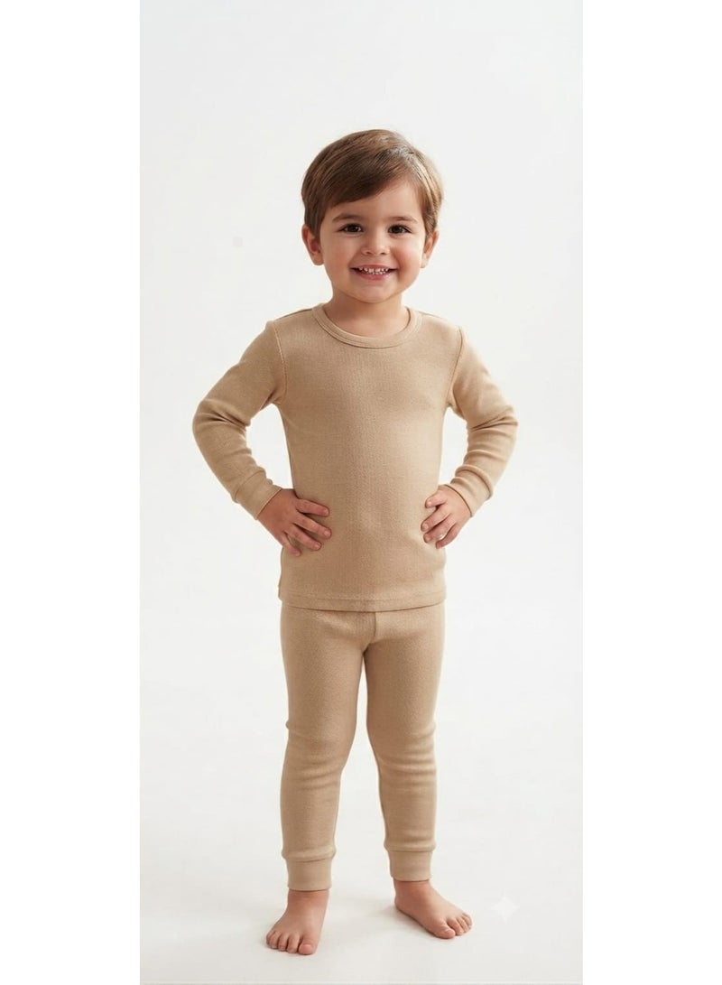 Morinto Kids Thermal Wear Set for Children, Biege