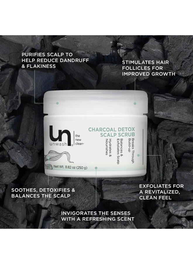 Unwash Charcoal Detox Scalp Scrub - Detoxify, Exfoliate, & Rebalance Hair & Scalp, Removes Build-Up, For Dry, Itchy Scalps Paraben Free, 8.82 oz - Image 2