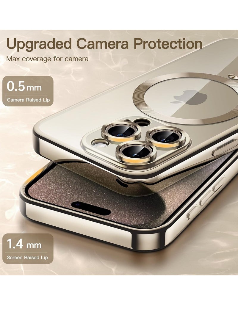Raxoom Electroplated Case for iPhone 15 Pro Max 6.7-Inch, Camera Lens Full Protection, Compatible with MagSafe Wireless Charging, Shockproof Soft TPU Phone Cover (Gold) - Image 5