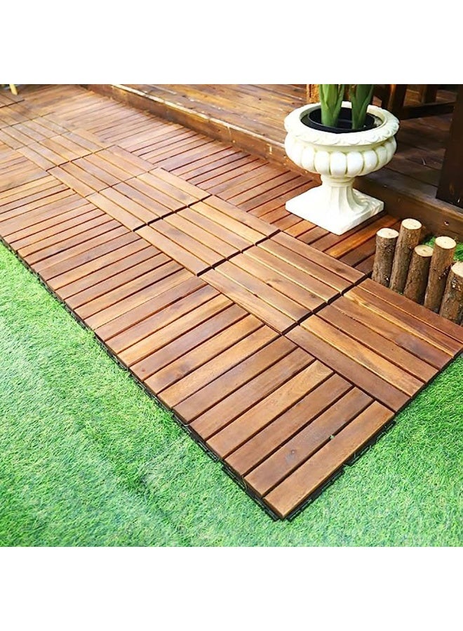 HOME TASTE Wooden Decking Tiles - Interlocking Wood Flooring For Garden Pathways, Patios, Durable Wood Tiles For Outdoor And Indoor Use (Style_1, 5_Pieces)  - Image 4