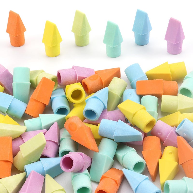 NNY 60 PCS Erasers for Pencils, Pencil Top Erasers, Eraser Caps, Topper Erasers for Kids School, 6 Colors - Image 1