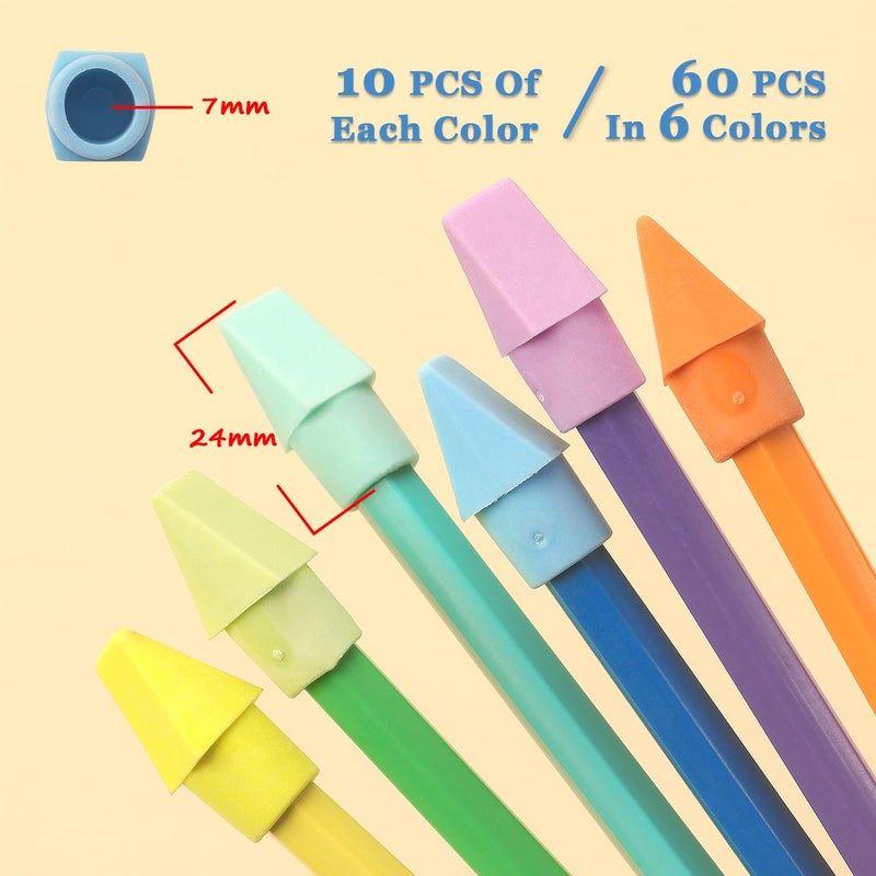 NNY 60 PCS Erasers for Pencils, Pencil Top Erasers, Eraser Caps, Topper Erasers for Kids School, 6 Colors - Image 3