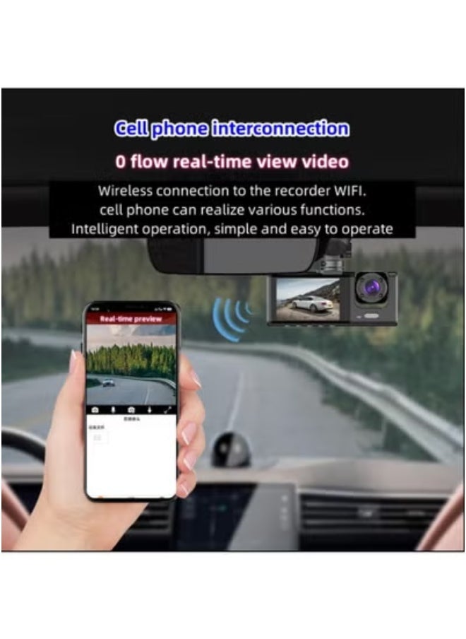 TIGER 3-Channel Dash Cam 1080P Full HD for Front, Rear & Inside – Wide Angle Car Camera System with Night Vision, Loop Recording, G-Sensor, 24-Hour Parking Monitor, Motion Detection & Free 32GB Card | Ideal for Cars, Trucks, Taxis & Ride-Sharing Vehicles  - Image 3