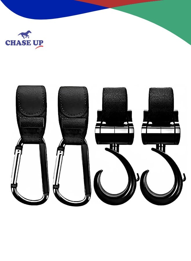 Chase Up Baby Stroller Hooks for Hanging Diaper Bags – Mommy Bag and Convenient Stroller Accessories Organizer Hook Clips - Strollers Pushchair Buggy – Pack of 4 - Image 1