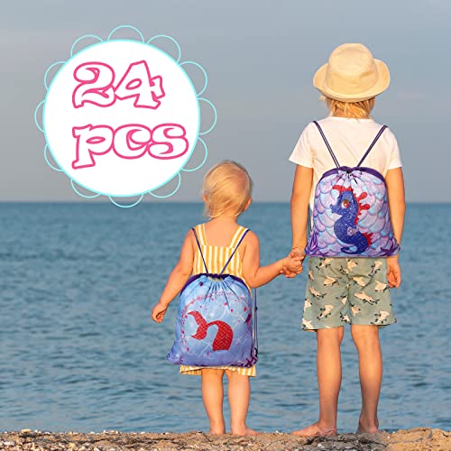 Shappy 24 Pack Drawstring Party Favors Bags Cartoon Animal Candy Goodie for Boys Birthday Kids Gift Return Girls Supplies(Mermaid) - Image 3