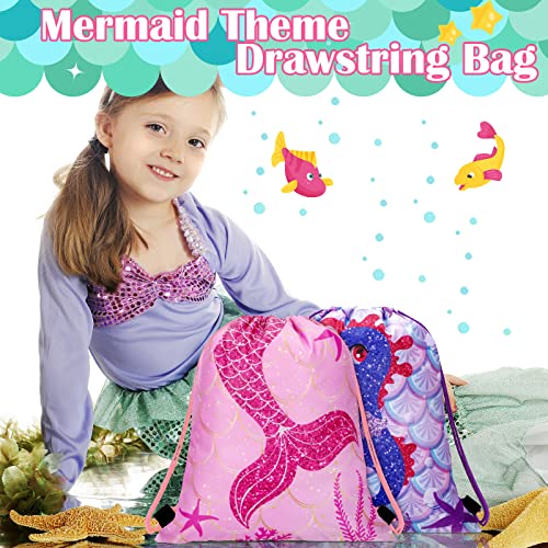 Shappy 24 Pack Drawstring Party Favors Bags Cartoon Animal Candy Goodie for Boys Birthday Kids Gift Return Girls Supplies(Mermaid) - Image 5