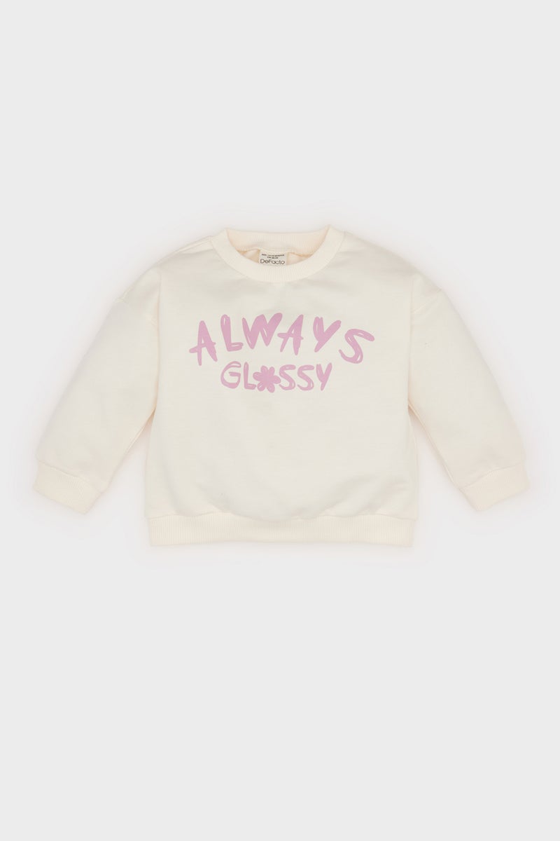 DeFacto Baby Girl Crew Neck Printed Sweatshirt  - Image 1