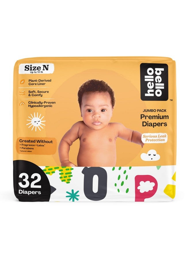 Hello Bello Premium Baby Diapers Size Newborn, 32 Count of Disposable, Extra-Absorbent, Hypoallergenic Baby Diapers with Snug and Comfort Fit, Alphabet Soup - Image 1