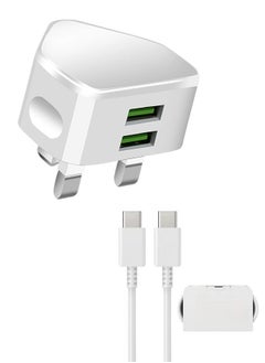 2A Dual-Port USB Charging Head: 5V2A Mobile Phone Dual-Port Tablet Adapter with Double 1-Meter Type-C Cable, 5A Super Fast Charge Cable