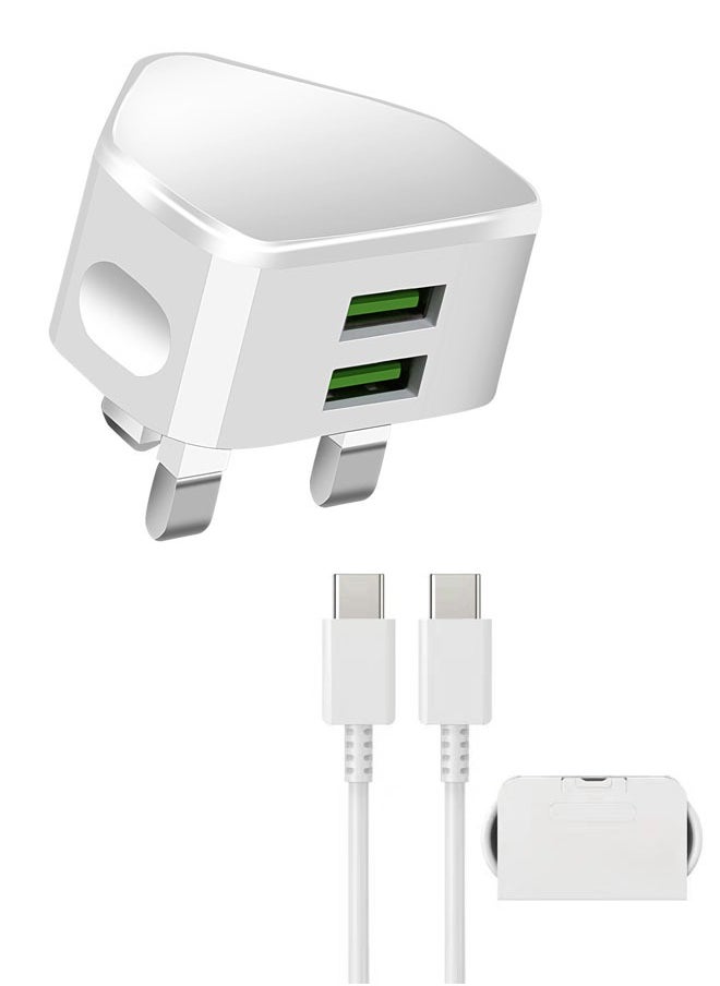 General - 2A Dual-Port USB Charging Head: 5V2A Mobile Phone Dual-Port Tablet Adapter with Double 1-Meter Type-C Cable, 5A Super Fast Charge Cable - Image 1