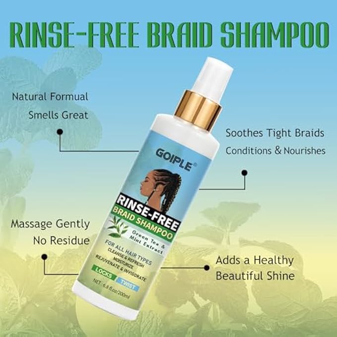 Goiple BRAID RINSE-FREE NO WATER SHAMPOO FOR LOCS, TWISTS, WEAVES - DREADLOCK SHAMPOO TO REMOVE BUILDUP, ODOR, ITCH & FLAKES, NO RESIDUE, CHEMICAL-FREE - Image 3