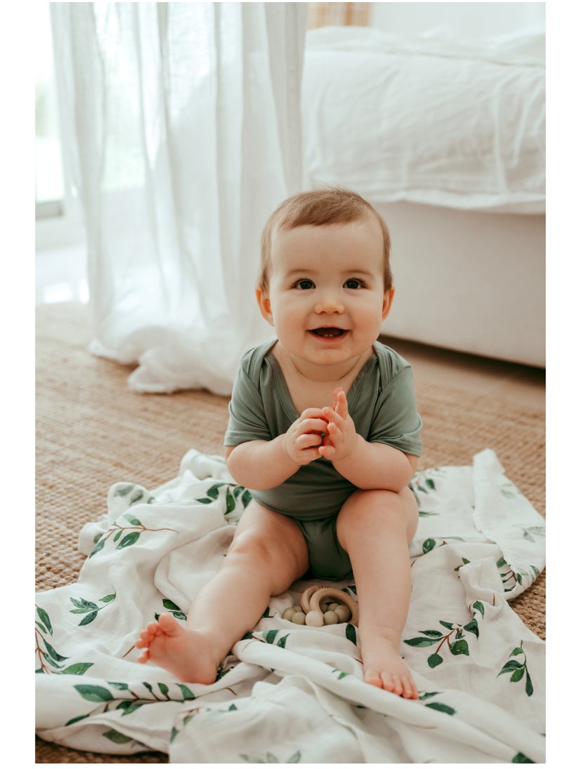 Anvi Baby Organic Bamboo Spandex Bodysuit- Soft Sage	3 to 6 months  - Image 4