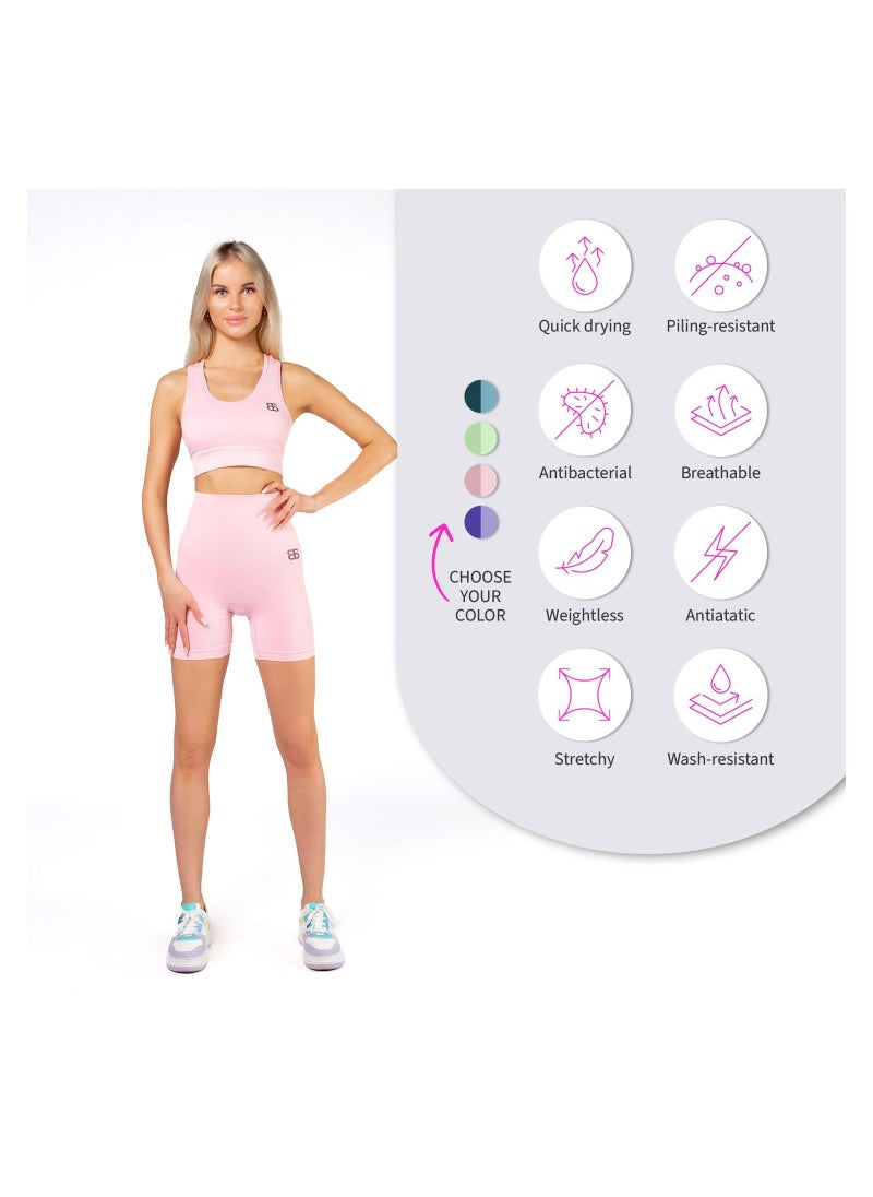 Bernessi Women’s High Support Melange Sports Bra Comfortable Ladies Bra Top for Fitness Yoga Workout Gym Running Exercise Dance Athletic Textured Mint Green  - Image 5