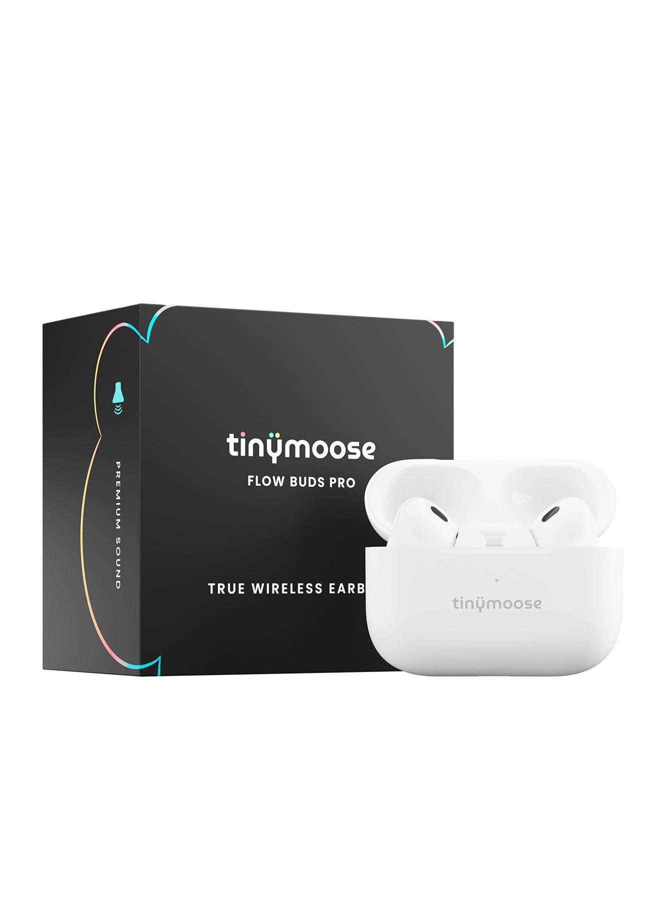 سماعات Tinymoose Flow Pro TWS داخل الأذن، بلوتوث 5.2، ميكروفون بإلغاء الضوضاء النشط، بطارية 35 ساعة، صوت HiFi، زمن استجابة منخفض، اكتشاف داخل الأذن، مع علبة شحن وأطراف إضافية - أبيض 